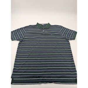 Polo Ralph Lauren Striped  Mens XXL Polo Shirt Green Navy Blue Blue Pony *Flaw*